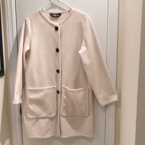 A Vintage 80s Aqua Sheen cream fleece coat/ jacket/ duster size m